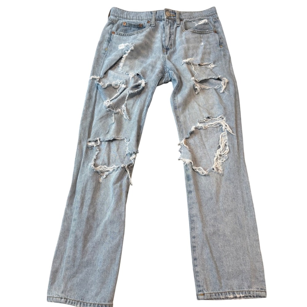 Aeropostale Aero Womens Distressed Boyfriend Jeans Light Wash Size 4 Relaxed Leg